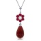 3.83 Carat 14K Solid White Gold Necklace Natural Ruby Diamond