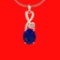 5.27 Ctw VS/SI1 Blue Sapphire And Diamond 14K Rose Gold Necklace