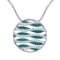 Certified 14k White Gold Emerald and Diamond Wave Pendant 1.53 CTW