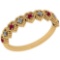 0.16 Ctw SI2/I1 Ruby And Diamond 14K Yellow Gold Band Ring