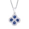 Certified 14k White Gold Sapphire and .13 ct Diamond Clover Pendant