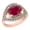 2.42 Ctw Ruby And Diamond SI2/I1 14K Rose Gold Vintage Style Ring