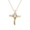 Certified 14K Yellow Gold White Topaz and Diamond Cross Pendant 0.29 CTW