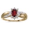 Certified 10k Yellow Gold Oval Garnet And Diamond Ring