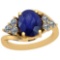 4.10 CtwBlue Sapphire And Diamond I2/I3 10K Yellow Gold Vintage Style Ring