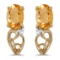 Certified 14k Yellow Gold Oval Citrine And Diamond Earrings
