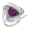 Certified 14.27 Ctw I2/I3 Amethyst And Diamond 14K White Gold Vintage Style Ring
