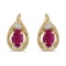 Certified 14k Yellow Gold Oval Ruby And Diamond Earrings 0.74 CTW