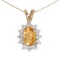Certified 10k Yellow Gold Oval Citrine And Diamond Pendant