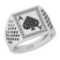 0.20 Ctw SI2/I1 Treated Fancy Black And White Diamond 14K White Gold Gifts For Players Men's Ring