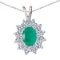 Certified 14k White Gold Emerald Oval Pendant with Diamonds