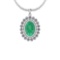 5.17 Ctw Emerald And Diamond I2/I3 14K White Gold Victorian Pendant