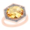 4.22 Ctw Citrine And Diamond I2/I310K Rose Gold Vintage Style Ring