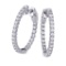 Certified 14K 1ct White Gold Diamond Secure Lock 24 mm Hoop Earrings