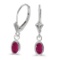 Certified 14k White Gold Oval Ruby Bezel Lever-back Earrings