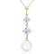 3.25 CTW 14K Solid Gold Mockingbird Aquamarine pearl Necklace