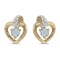 Certified 14k Yellow Gold Round Aquamarine And Diamond Heart Earrings 0.15 CTW