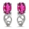 Certified 10k White Gold Oval Pink Topaz And Diamond Earrings 0.87 CTW