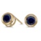 Certified 14k Yellow Gold Round Sapphire Bezel Stud Earrings