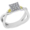 0.31 Ctw I2/I3 Treated Fancy Yellow And White Diamond 14K White Gold Vintage Style Engagement Ring