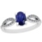 0.64 Ctw Blue Sapphire And Diamond I2/I3 14K White Gold Vintage Style Ring