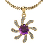 1.75 Ctw Amethyst And Diamond I2/I3 14K Yellow Gold Necklace