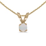 Certified 14k Yellow Gold Round Opal Pendant