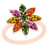 1.05 Ctw Multi Sapphire 14k Rose Gold Ring