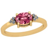 Certified 0.56 Ctw VS/SI1 Pink Tourmaline And Diamond 14K Yellow Gold Vintage Style Ring
