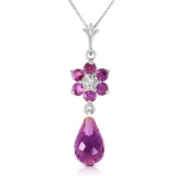 2.78 Carat 14K Solid White Gold Necklace Natural Amethyst Diamond