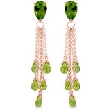 15.5 Carat 14K Solid Rose Gold Chandelier Earrings Briolette Peridot