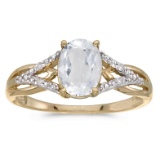 Certified 10k Yellow Gold Oval White Topaz And Diamond Ring 1.62 CTW
