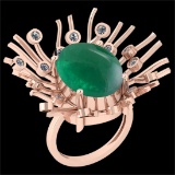 8.49 Ctw SI2/I1 Emerald And Diamond 14k Rose Gold Victorian Style Ring