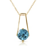 1.45 Carat 14K Solid Gold Love At First Light Blue Topaz Necklace