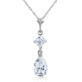 2 Carat 14K Solid White Gold Naturalme Of The Game Aquamarine Necklace