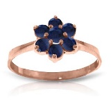 14K Solid Rose Gold Ring with Natural Sapphires