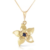 0.1 Carat 14K Solid Gold Flower Necklace Natural Sapphire