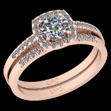 1.34 Ctw I2/I3 Diamond 10K Rose Gold Engagement Halo Set Ring