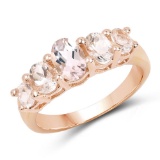 14K Rose Gold Plated 1.25 CTW Genuine Morganite .925 Sterling Silver Ring