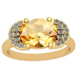 2.85 Ctw I2/I3 Citrine And Diamond 10K Yellow Gold Vintage Style Ring