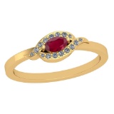 Certified 0.33 Ctw VS/SI1 Ruby And Diamond 14K Yellow Gold Vintage Style Ring