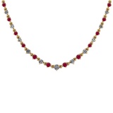 2.59 Ctw SI2/I1 Ruby And Diamond 14K Yellow Gold Necklace