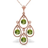 14K Solid Rose Gold Necklace with Natural Peridots