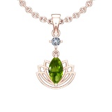 1.32 Ctw VS/SI1 Peridot And Diamond 10K Rose Gold Necklace