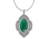 21.37 Ctw VS/SI1 Emerald And Diamond 14K White Gold Pendant