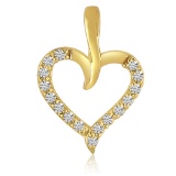 Certified 14K Yellow Gold Diamond Heart Pendant