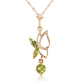 0.4 Carat 14K Solid Gold Flutter Fly Peridot Necklace