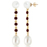 11 Carat 14K Solid Gold pearly View Garnet pearl Earrings