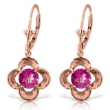 1.1 CTW 14K Solid Rose Gold Leverback Earrings Natural Pink Topaz