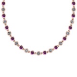 2.75 Ctw I1/I2 Amethyst And Diamond 10K Rose Gold Necklace